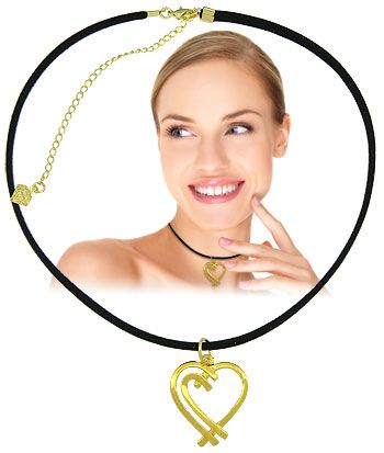 G1399 Gargantilha choker de couro c/ pingente, extensor e fecho folheados a ouro