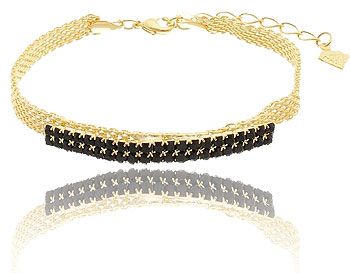 P434 Pulseira folheada a ouro c/ duas fileiras de strass